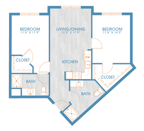 The Residences at Stone Creek in Milton, Washington Two Bedroom Floor Plan